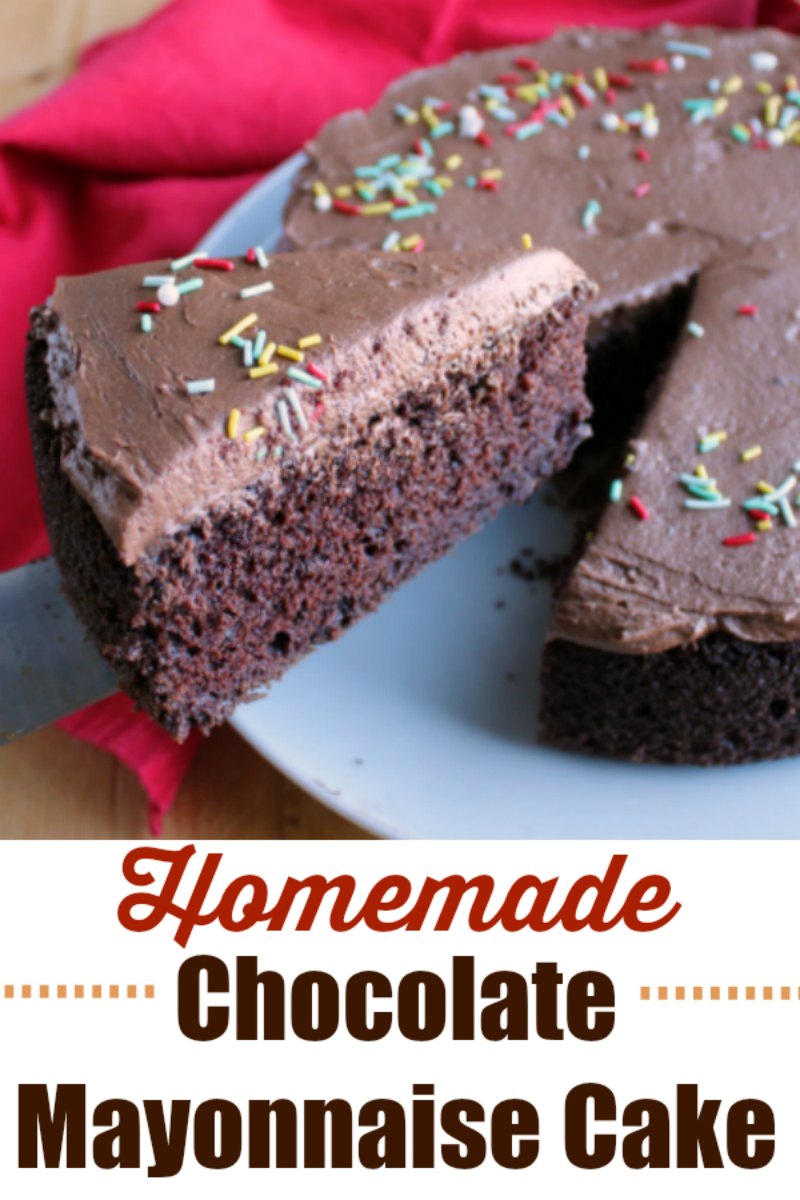 Rich and moist chocolate mayonnaise cake with simple chocolate frosting in a smaller size. It's a perfect dessert for a small party or just because!