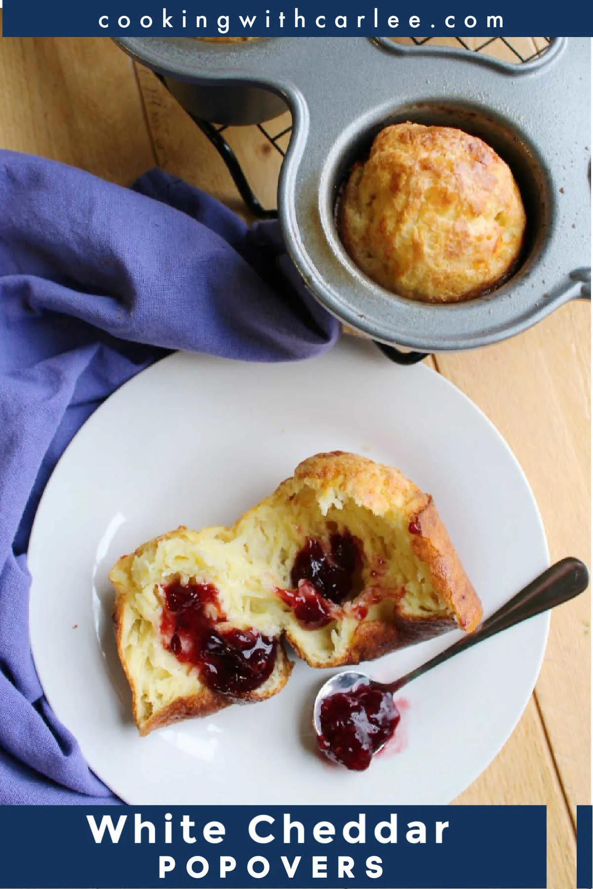 Fluffy, cheesy, eggy airy popovers are a thing of beauty. Top with some herb butter or fruit preserves for an extra special treat.