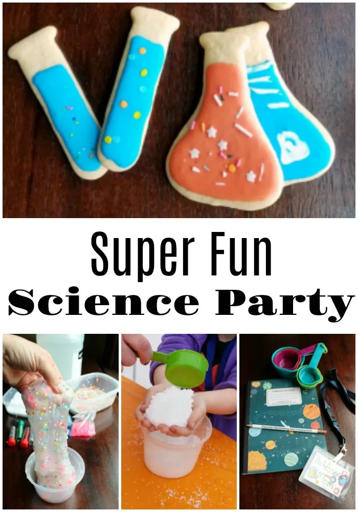 A look at our DIY science birthday party. It was a fun party for preschoolers and elementary aged kids with fun experiments and lots of laughs!