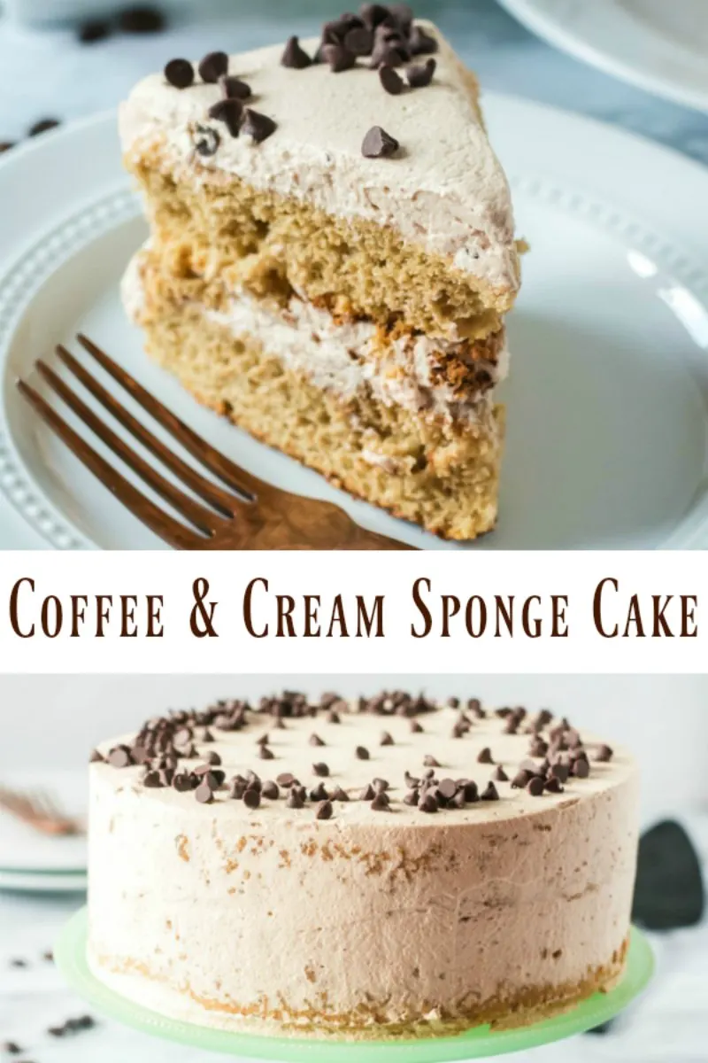 Layers of coffee infused sponge cake wrapped in a fluffy mocha whipped cream, this cake is a coffee lover's dream come true! Coffee and cream sponge cake is a grown up dessert that is sure to impress.