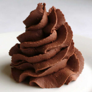 swirl of super chocolaty darker in color chocolate buttercream frosting.