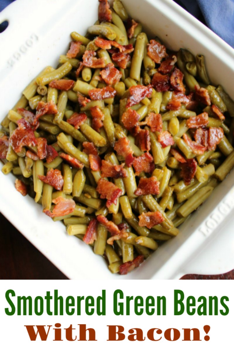 Your new favorite side dish is here! These green beans are smothered in a simple sweet and sour sauce with plenty of crumbled bacon