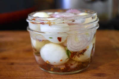 pickled quail eggs in jar