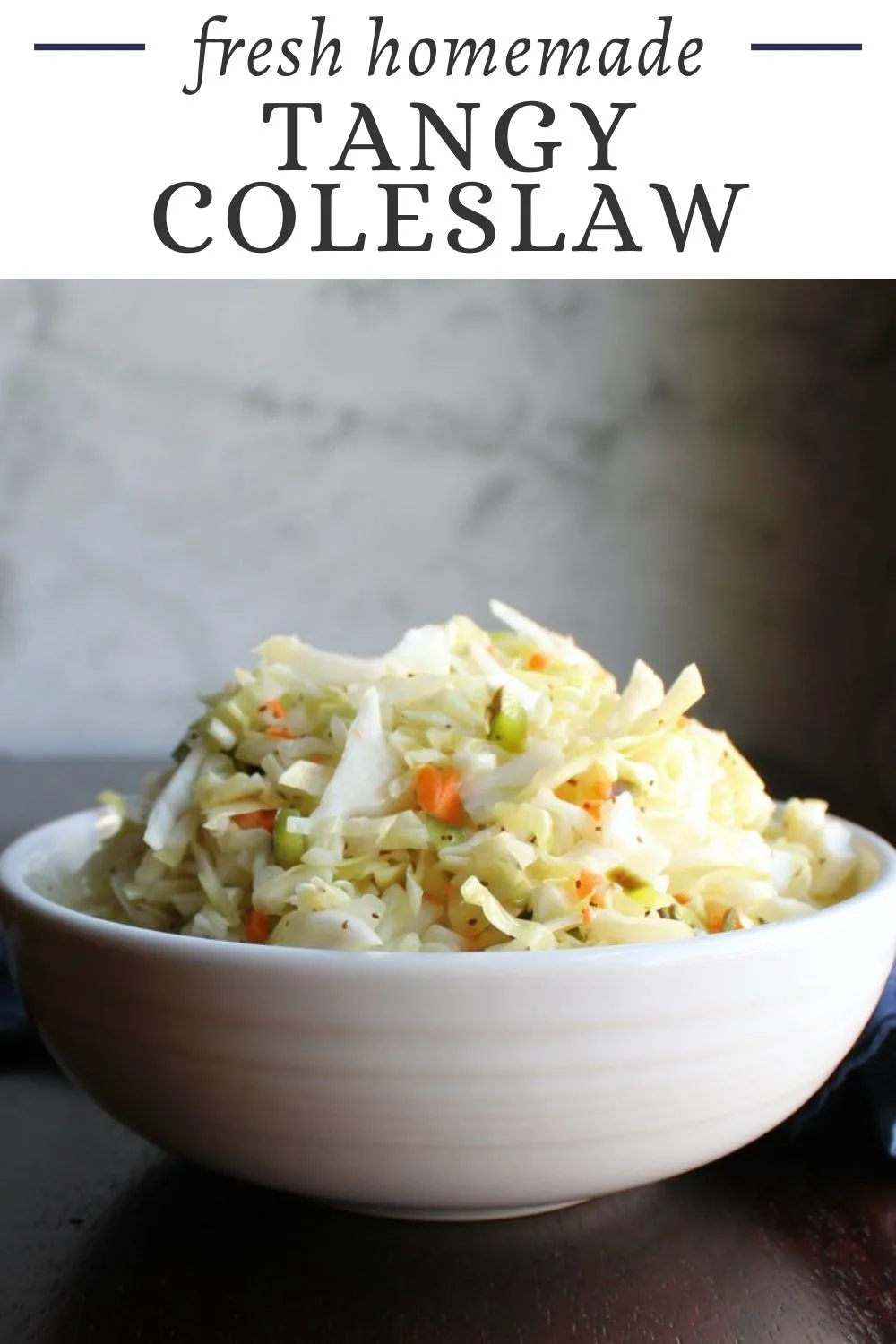 Fresh vegetables combine with a super simple sweet and tangy vinegar based dressing for a fresh and fabulous coleslaw.