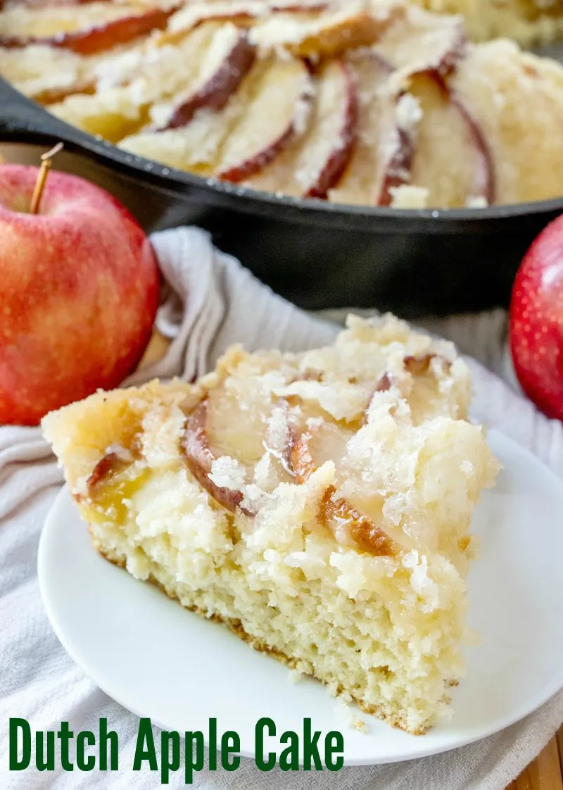 This dutch apple cake recipe has been in my family for generations. It is a simple cake topped with apples and plenty of golden topping. It is great as a coffee cake at breakfast, for an afternoon treat or as a simple dessert. You can take it straight from my great-great grandma's recipe box and put it into yours!