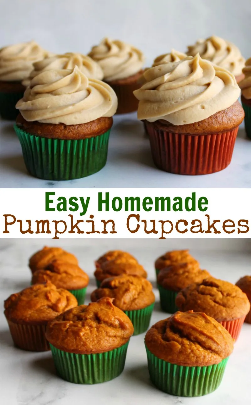 Fabulous easy to make pumpkin cupcakes that have just enough spice are a perfect fall treat. They come together quickly and will be perfect for your autumn parties.