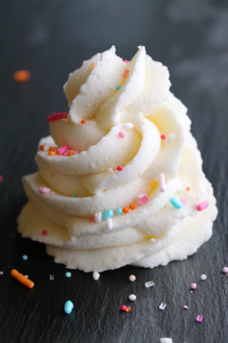 swirl of buttercream with sprinkles