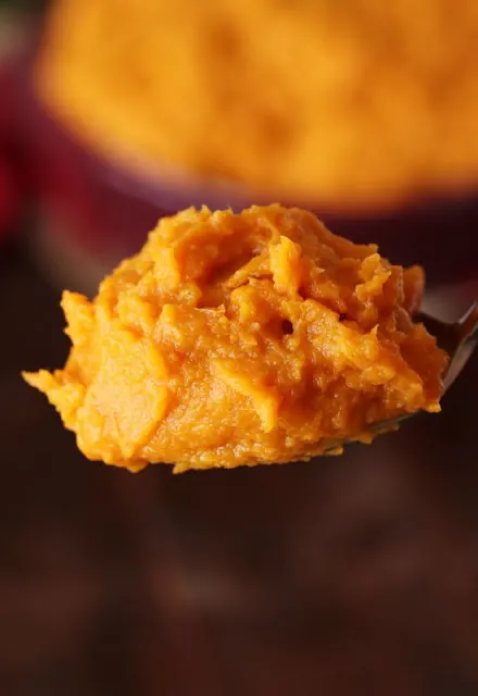 Maple Mashed Sweet Potatoes on Serving Spoon Image2B3