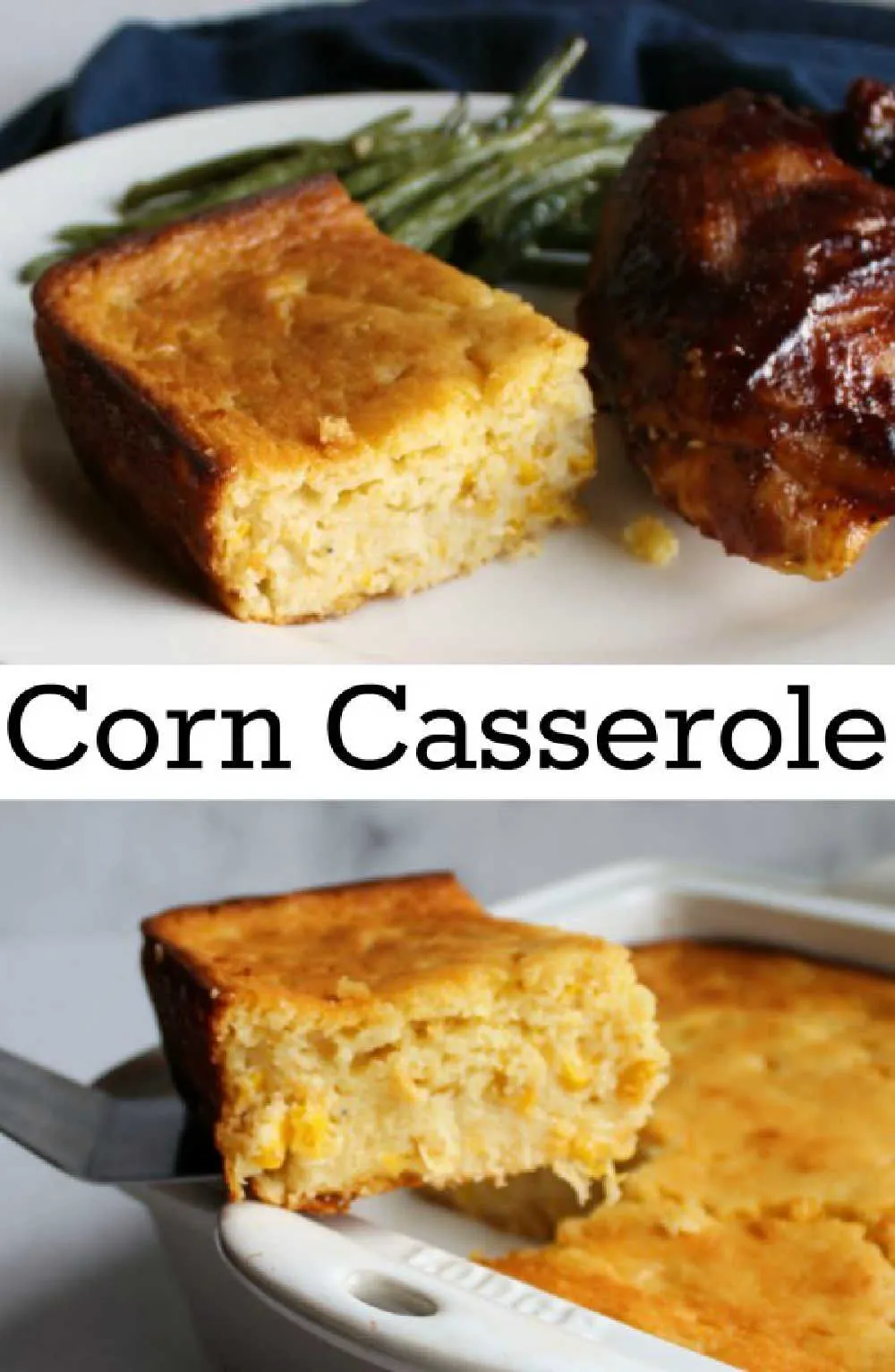 Soft and delicious corn casserole, also known as corn pudding, is a family friendly and filling side dish. It transforms corn muffing mix into something amazing with corn, butter and sour cream baked inside. 