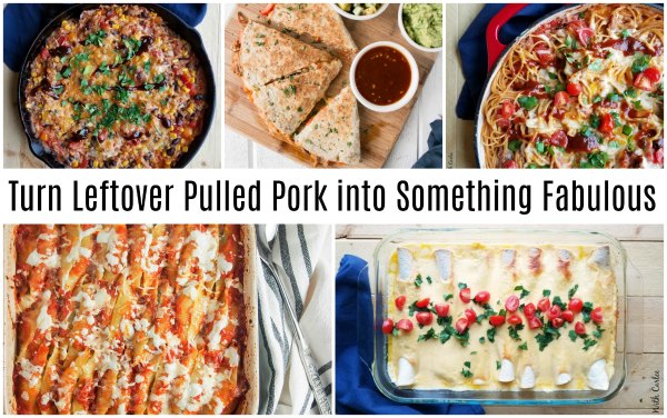 collage of recipes using leftover pulled pork