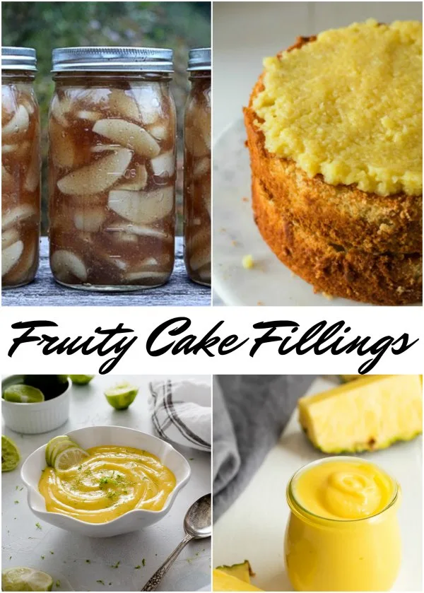 collage of fruity cake and cupcake fillings