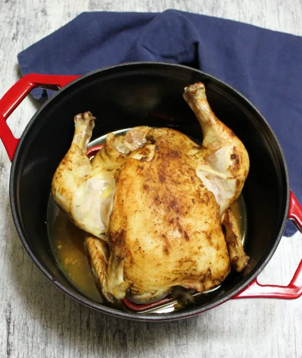 whole roasted chicken in dutch oven