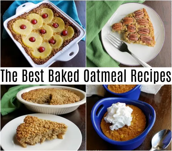 collage of baked oatmeal recipes.