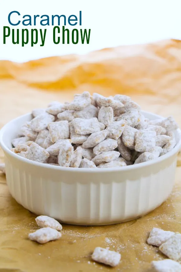 Caramel puppy chow is the perfect combination of crunchy and sweet, easy to make and fun to eat. It is perfect for a party, a quick treat or a fun addition to your holiday menu.