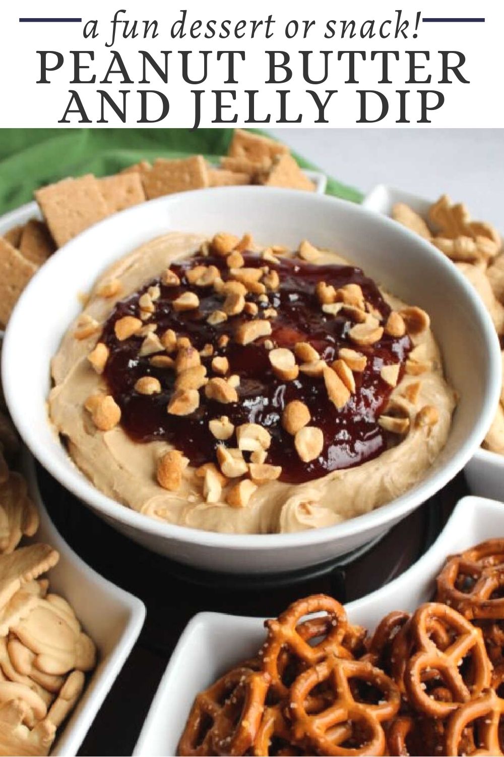This fun peanut butter and jelly dip is loaded with the flavors of childhood. It is light and creamy, not too sweet and super fun. Make it for your next get together to see for yourself!