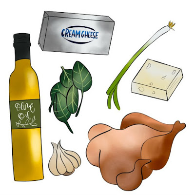 illustration of chicken feta chicken ingredients