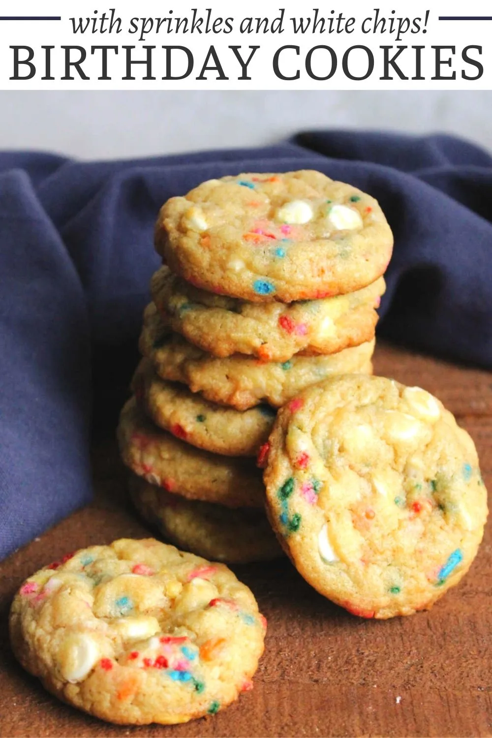 Funfetti birthday cookies are loaded with sprinkles and white chocolate chips. They are like a party in chewy cookie form. Make a batch for a birthday, or just because. 