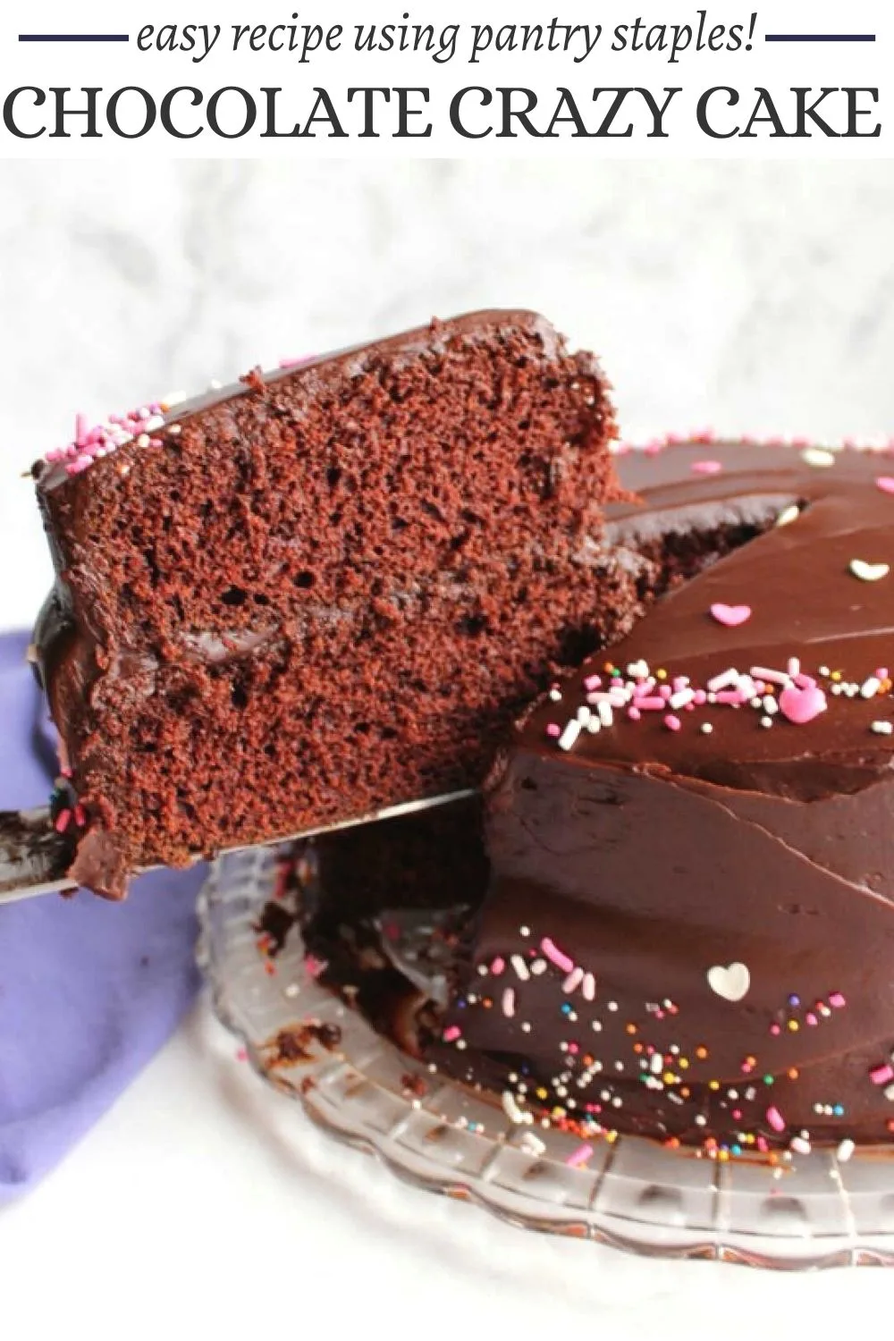 This old fashioned chocolate depression cake recipe was developed during the Great Depression when it was hard to get eggs and butter. The cake is loaded with chocolate flavor and it is super tender and moist. It is our favorite chocolate cake recipe.