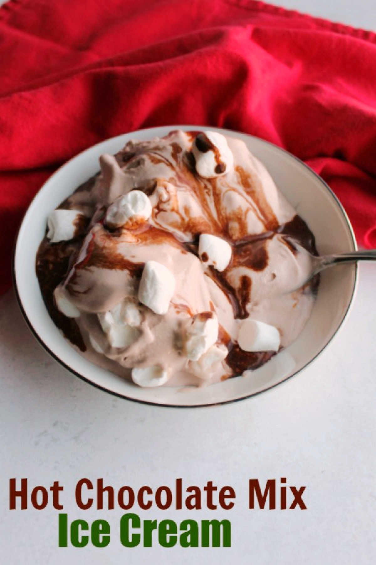 Super creamy homemade chocolate ice cream flavored with hot chocolate mix and marshmallows. It's a great way to use the extra hot cocoa mix in the pantry and transition it from a winter to a spring treat.
