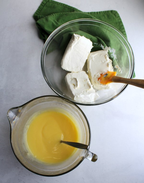 lemon curd and cream cheese for a double batch of lemon cheesecake dip.