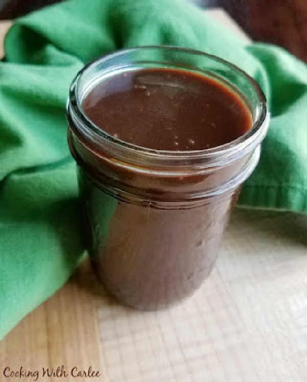 jar of rich hot fudge sauce