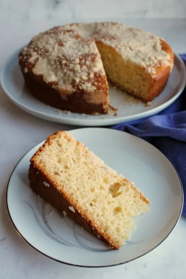 slice of butter placek coffee cake with crumb topping