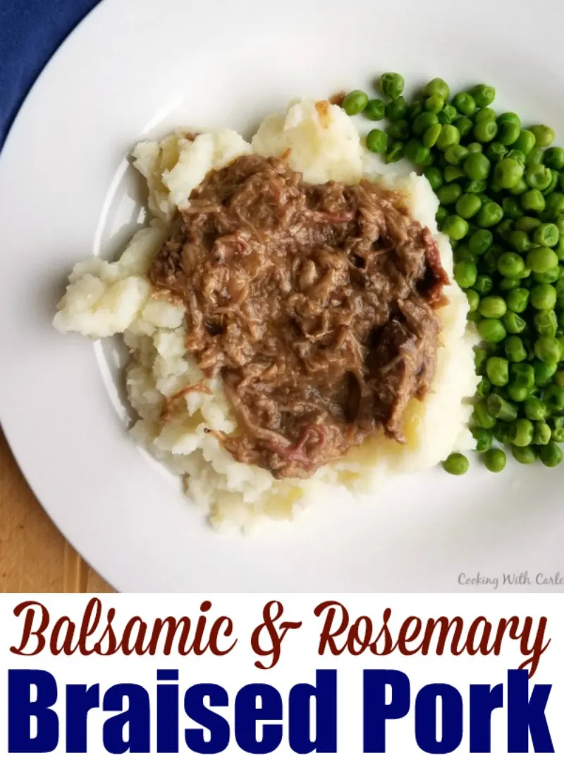 This hearty and flavorful yet cozy meal is sure you warm you up and fill your tummy.  Balsamic and rosemary braised pork butt could be a new favorite dinner!