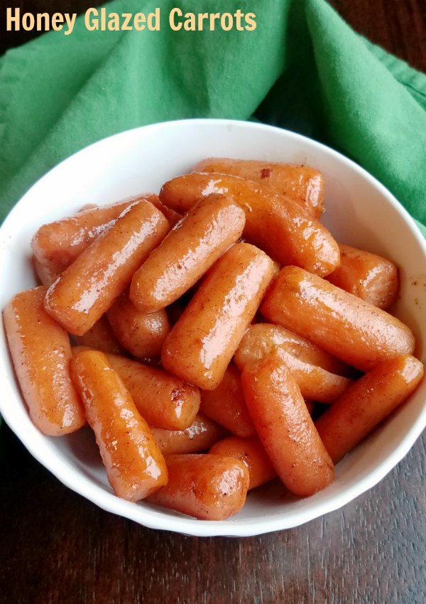 Carrots glazed with a bit of honey and cinnamon are a great side dish. A little sweet and a little salty, they make the perfect vegetable for Easter, Thanksgiving, or any dinner!