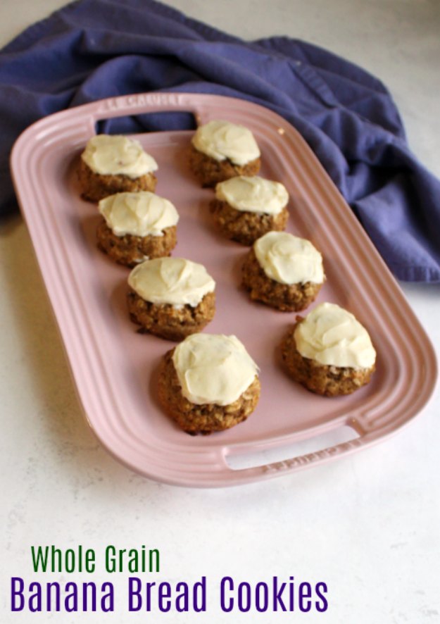 These easy to make cookies are loaded with whole grains but they are still soft and delicious. They are good on their own, but even better topped with maple cream cheese frosting!