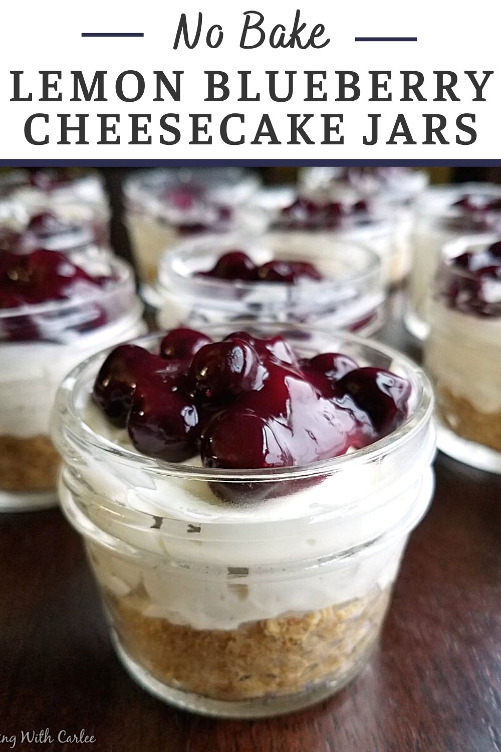 These little no bake lemon cheesecakes are served in an individual jar making them perfectly portable, giftable or hide-able if you want to keep them for yourself! The easy homemade blueberry topping is the perfect accompaniment to make them shine.