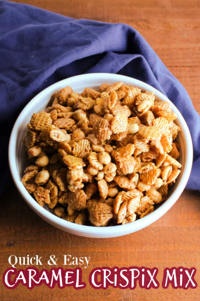 Crunchy caramel-y goodness.  This cereal mix is perfectly delicious for snacking. It is sweet, salty and quick and easy to make too!