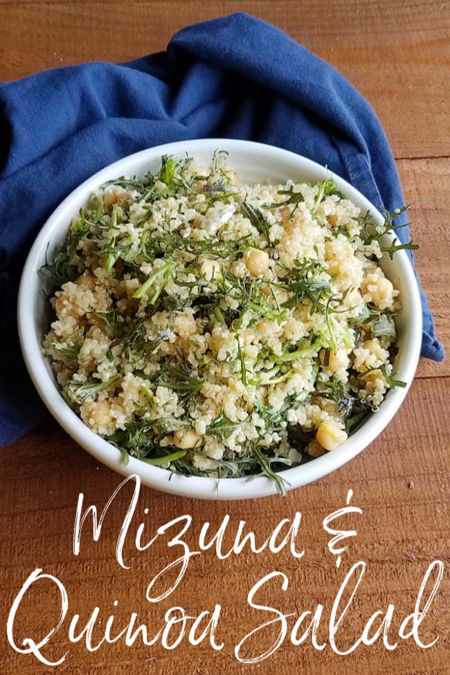   This Mediterranean style salad is loaded with the good stuff.  The hearty greens make it a perfect make ahead recipe. The quinoa and chickpeas add great protein and interest. A bit of feta adds that salty zing and the simple dressing brings it all together.