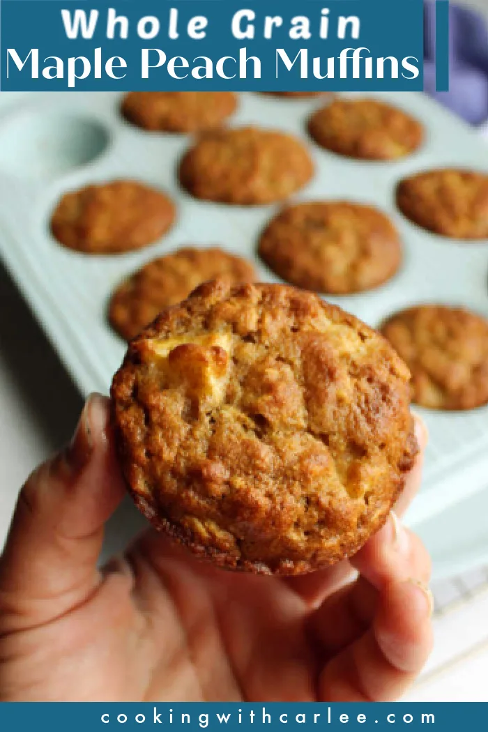 These lightly sweet muffins are loaded with the good stuff. Whole grains, chunks of peach and maple syrup make them a breakfast dream come true.