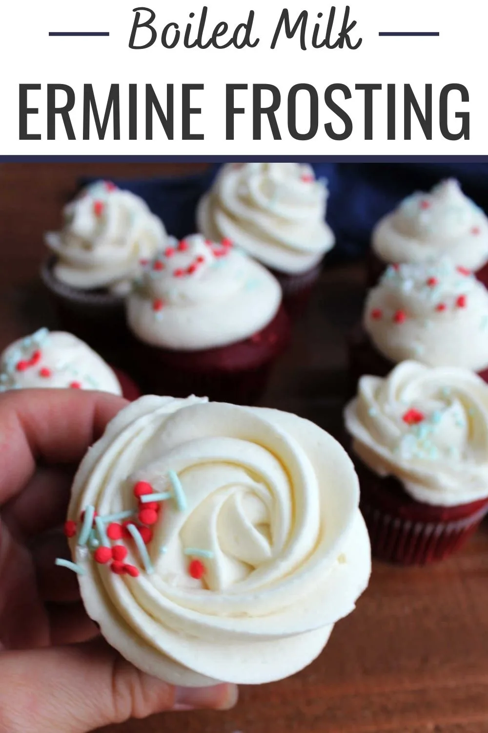 This frosting is fluffy and smooth and perfect. It starts by boiling milk and flour together to make a paste and that is whipped into butter to make a frosting that isn't super sweet, but is really light and airy. It is a lot like whipped cream, but more stable. It is a classic topping for red velvet cake, but is great in a variety of applications!