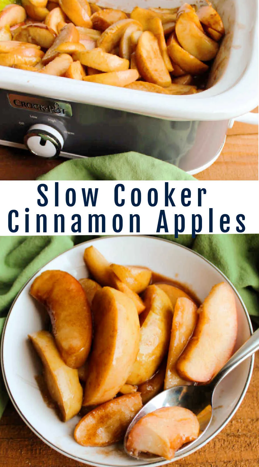 These warm cinnamon spiced apples are made in the slow cooker for a perfect fall side dish. You could also spoon them over ice cream, pancakes, oatmeal and more. Because they are made in a  slow cooker, you basically set it and forget it. They are going to disappear quickly so be sure to make plenty!