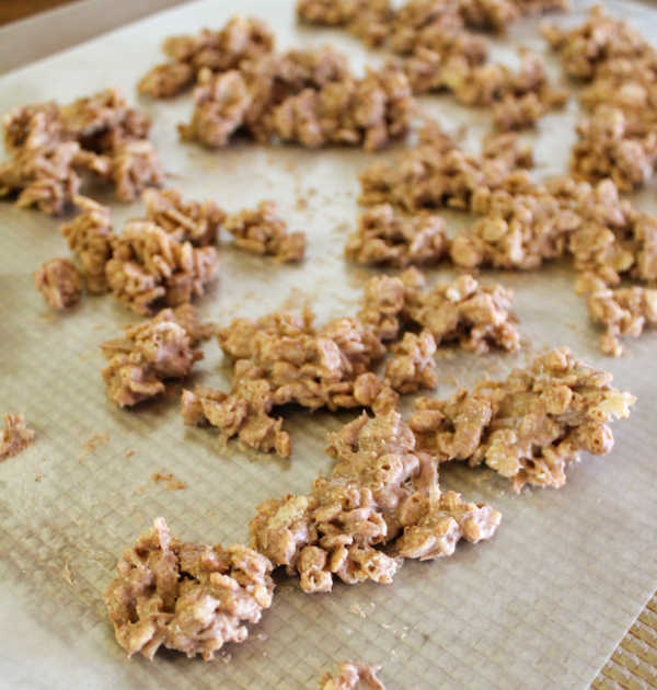rice krispie cereal coated in cinnamon candy coating.