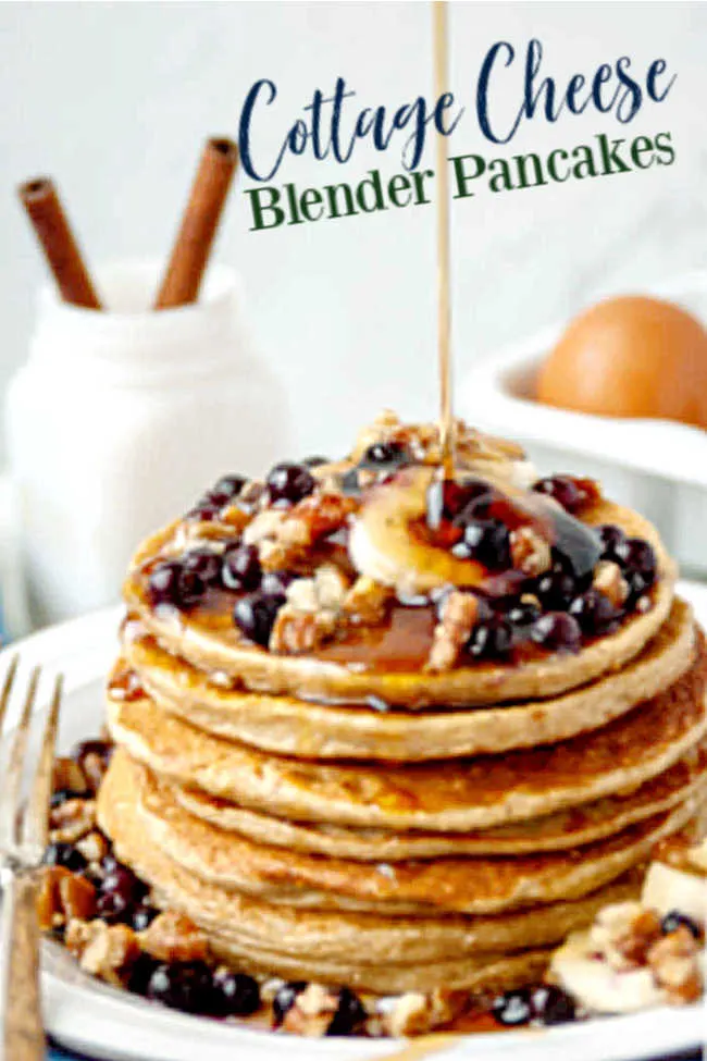 Enjoy your breakfast and feel good about it too! These easy blender pancakes are loaded with the good stuff. There's oatmeal for fiber. Cottage cheese brings some protein and body. There is banana for sweetness too. They all come together for a healthy balanced way to start your day!