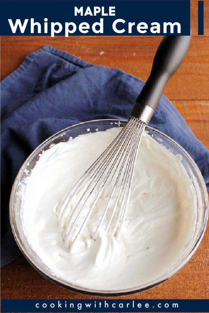 Fluffy whipped cream lightly and naturally sweetened with maple syrup goes well with so many treats. Try it on baked oatmeal, waffles and pancakes in the morning and on apple and pumpkin treats all fall long!