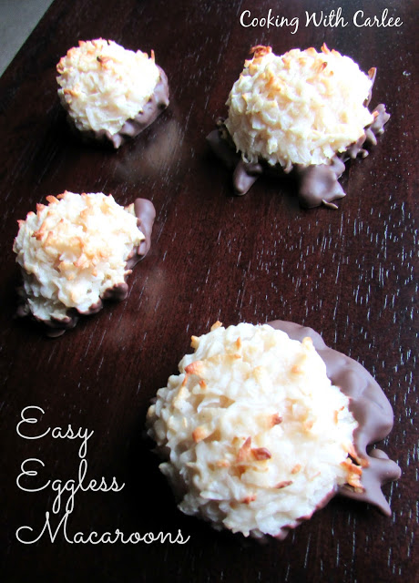 large egg free coconut macaroons with chocolate on the bottom