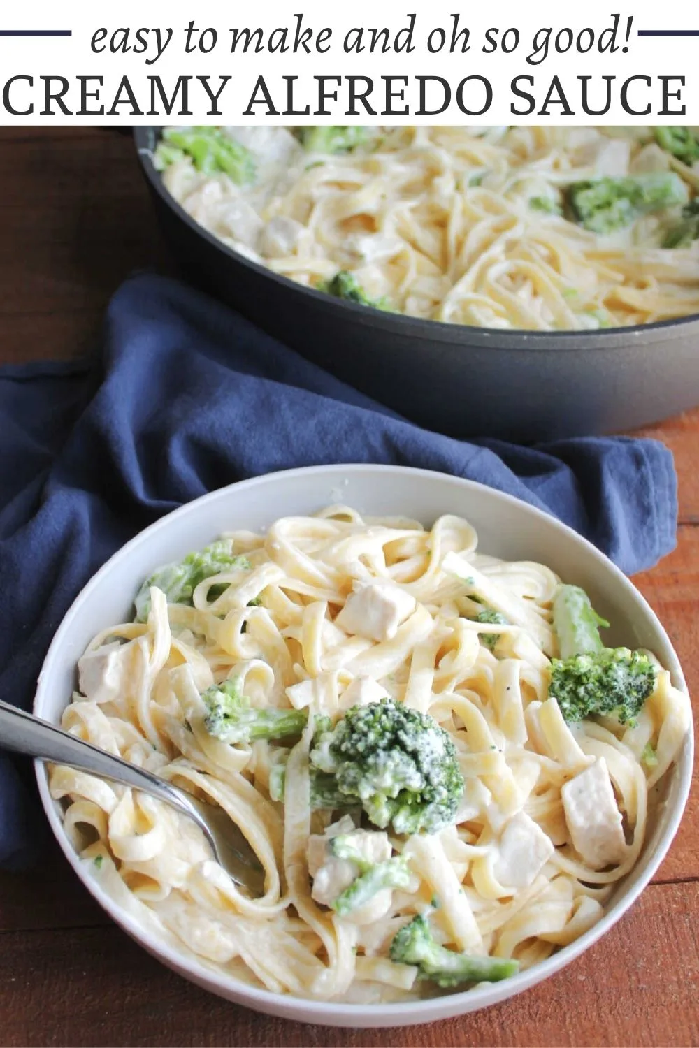 If you are in the mood for pasta coated in a rich creamy sauce, you are in the right place. This homemade chicken fettuccine alfredo recipe is one of our all time favorite meals. This recipe makes the perfect amount to coat a pound of pasta plus a couple of extra add-ins. We like chicken or shrimp and broccoli, but you can add whatever you like.