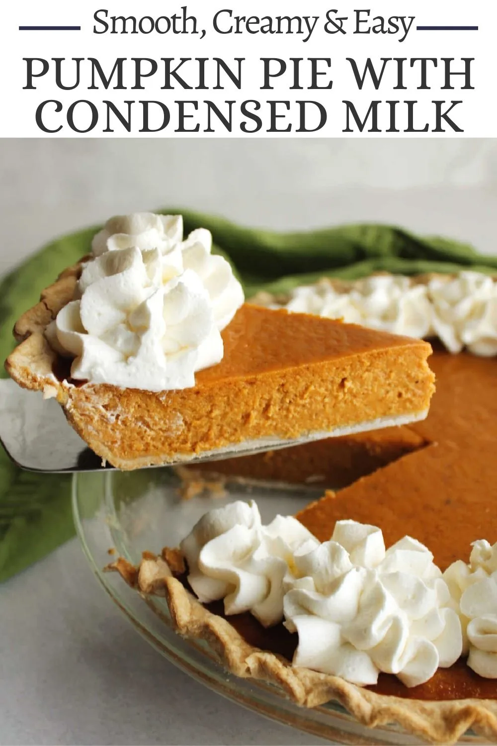 This simple pumpkin pie recipe is made with sweetened condensed milk, so you know it's going to be good! It only takes a few ingredients and tastes amazing. 