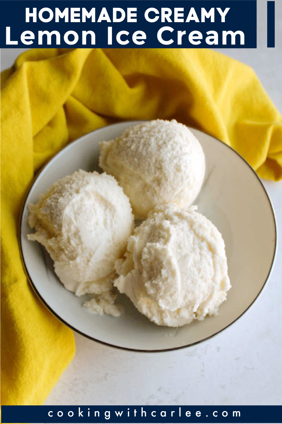 If you love a good citrus dessert, you are in for a treat. This ice cream is simple as can be to make and has a big blast of lemony flavor.  The texture is smooth and creamy.  It really is just about as good as it gets.  Whip up a batch to see for yourself.