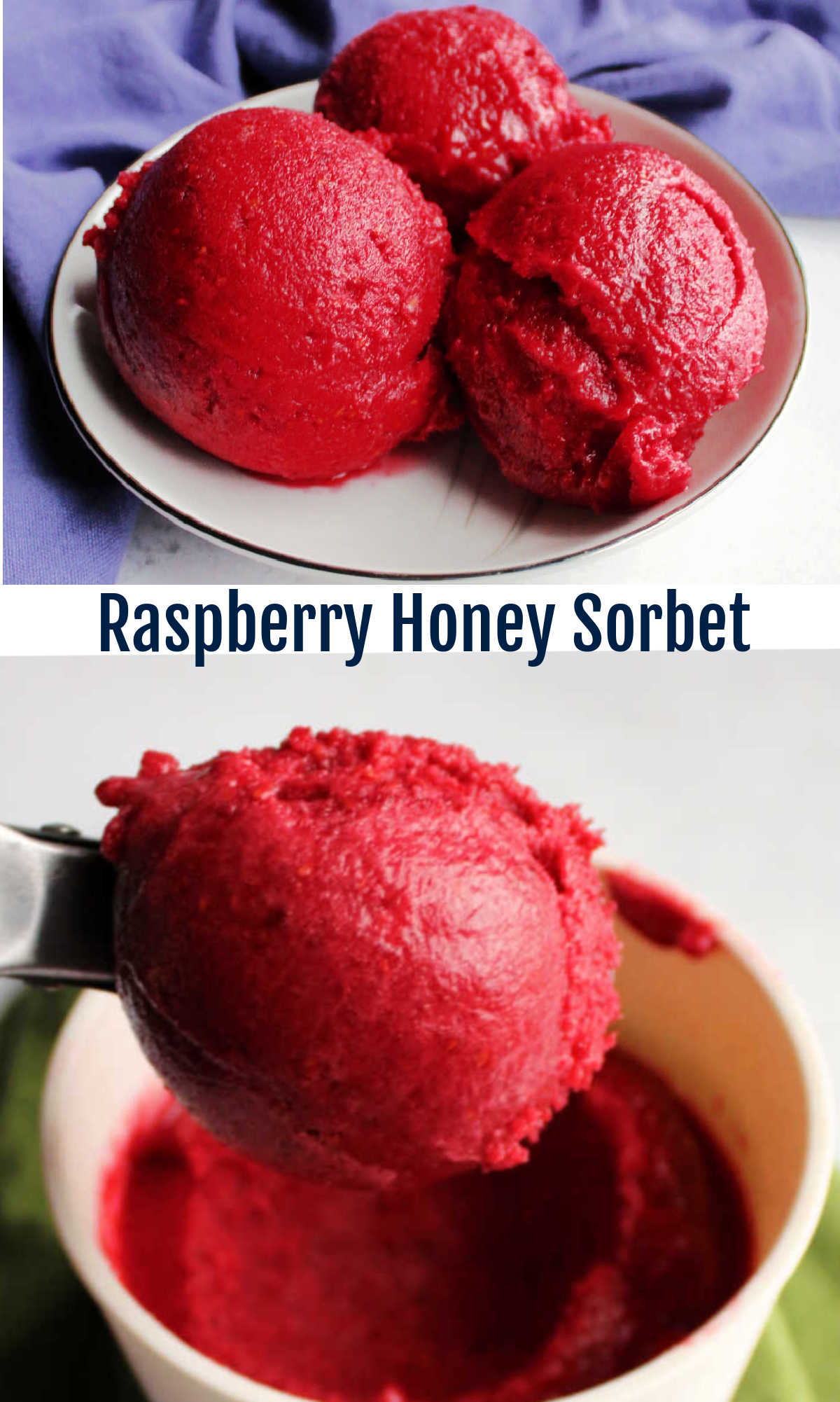 If you are looking to make a treat that still allows you to feel good about what you are putting in your body, this homemade raspberry sorbet is perfect! It is the perfect balance of sweet and a tiny bit tart. It is loaded with fruit and the goodness of honey. Luckily it is super simple to make and tastes fresh and delicious.