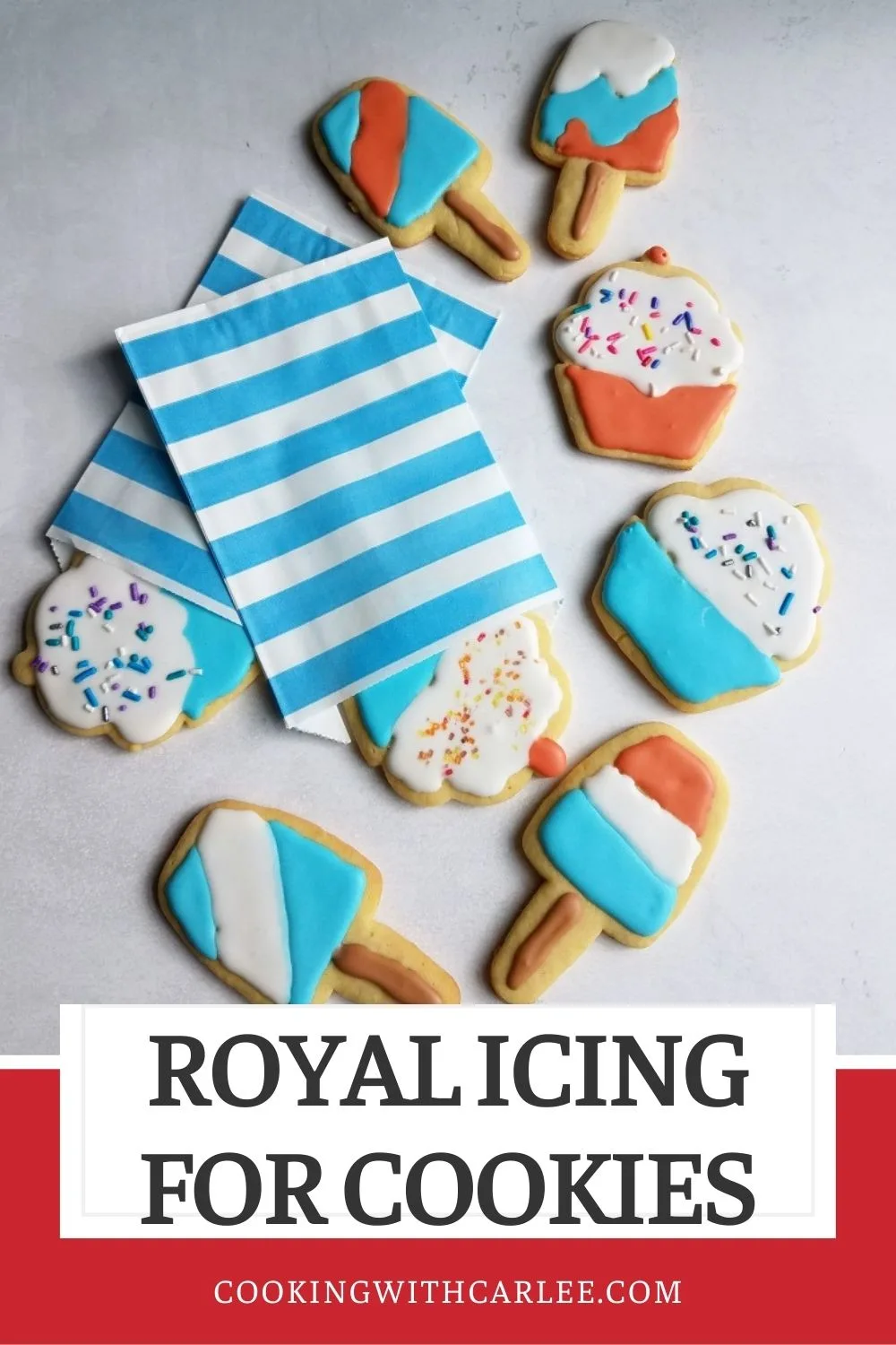 Royal icing is great for making all sorts of different designs on cookies. The recipe for the icing itself is really simple. Using it can be intimidating though, so let me show you a quick and easy way to decorate cookies with royal icing. This method lets you be creative without too much fuss and very little equipment.  Your cookies can be the hit of the holidays!