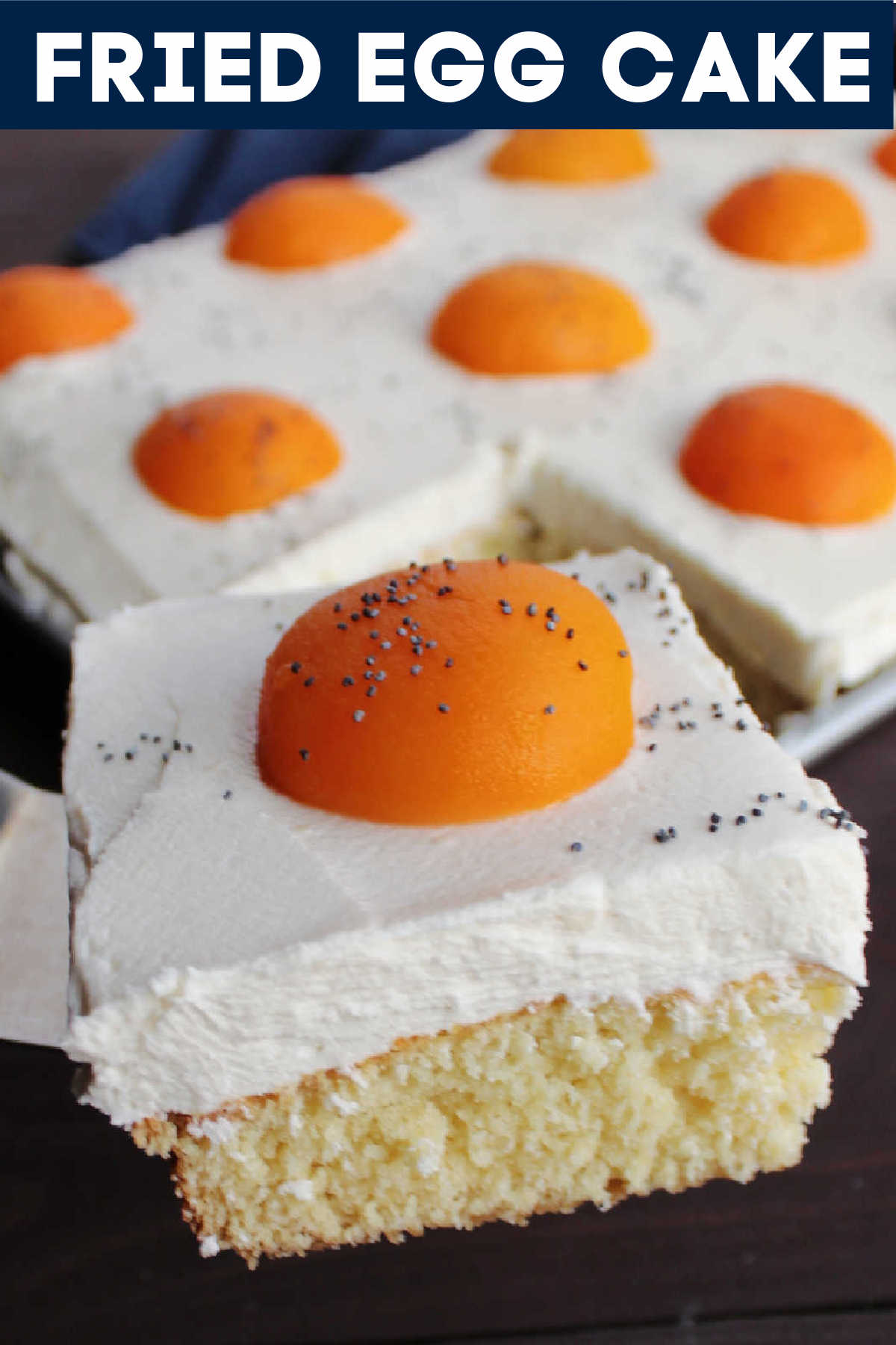 Make your sheet cake look like fried eggs. This recipe is an easy way to make dessert more fun. It's perfect for April Fool's Day, Easter or any day!