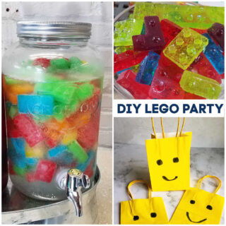 Collage of images from lego party.