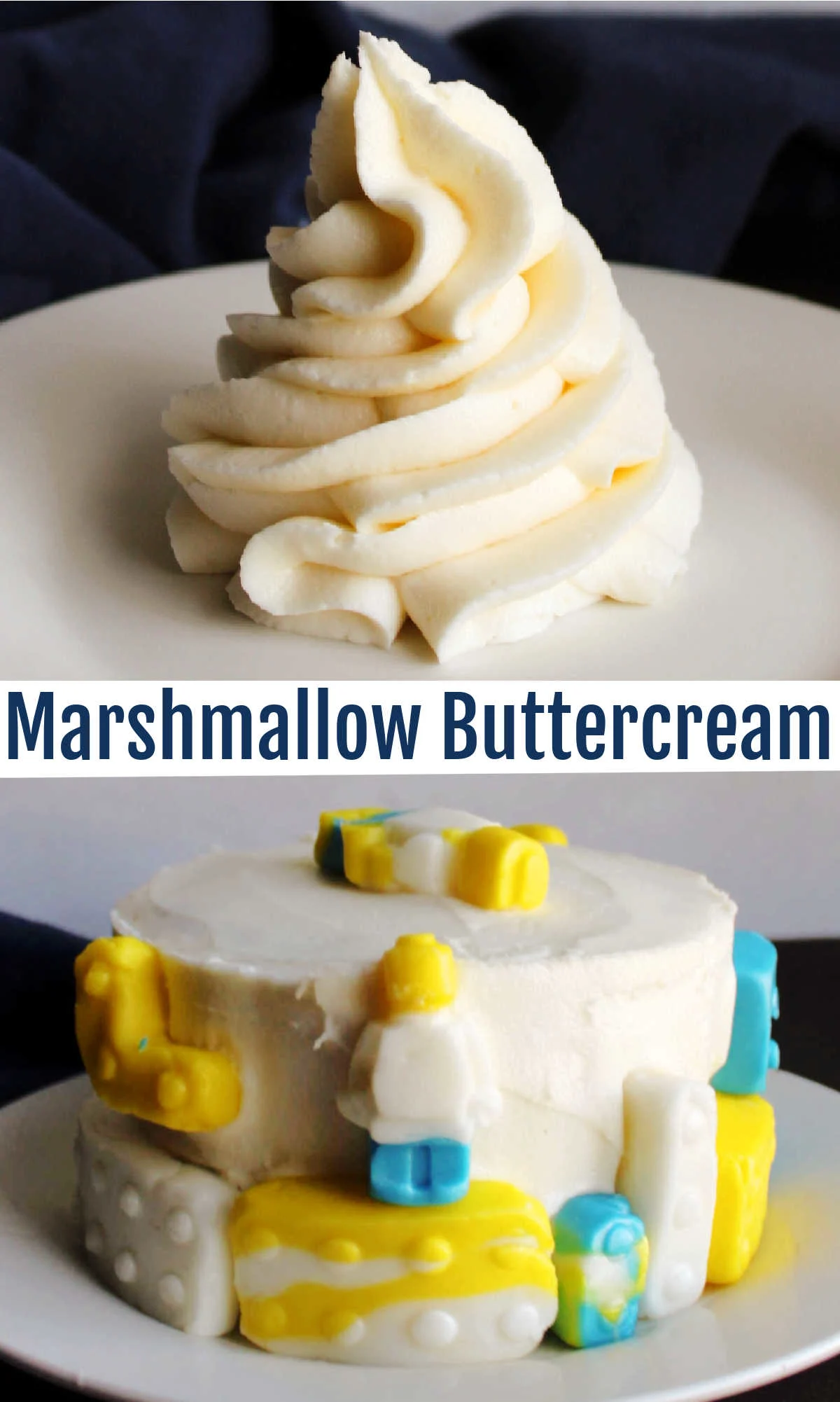 This fluffy buttercream has real marshmallows mixed right into the frosting. It is relatively stable, super delicious and lots of fun.