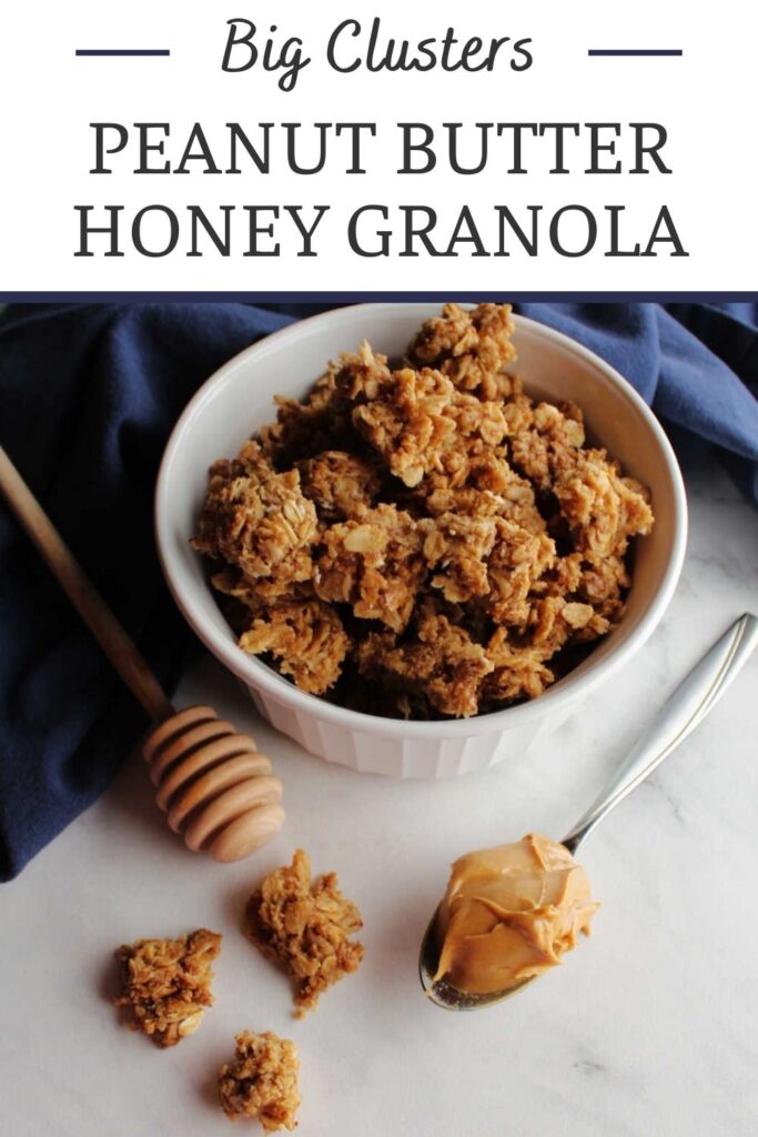 Peanut butter granola tastes a lot like peanut butter oatmeal cookies. It only takes a few simple ingredients and less than 20 minutes to make.