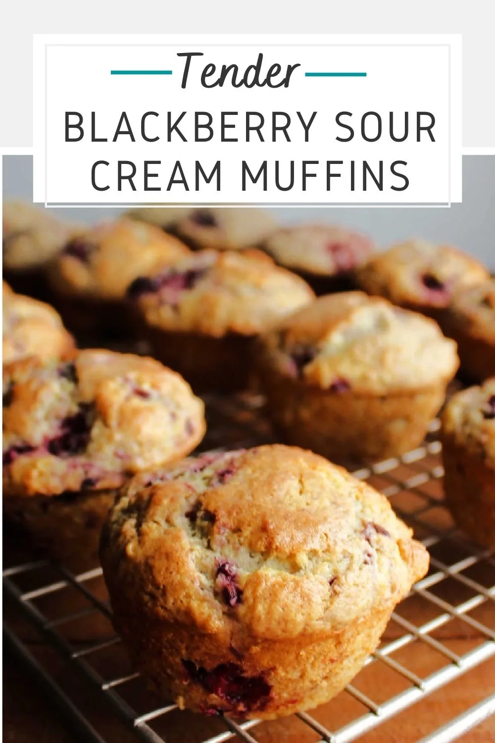 Tender blackberry sour cream muffins are the perfect mix of fresh fruit and sweet baked good. They are pretty, easy to whip up and perfect for a grab and go breakfast.