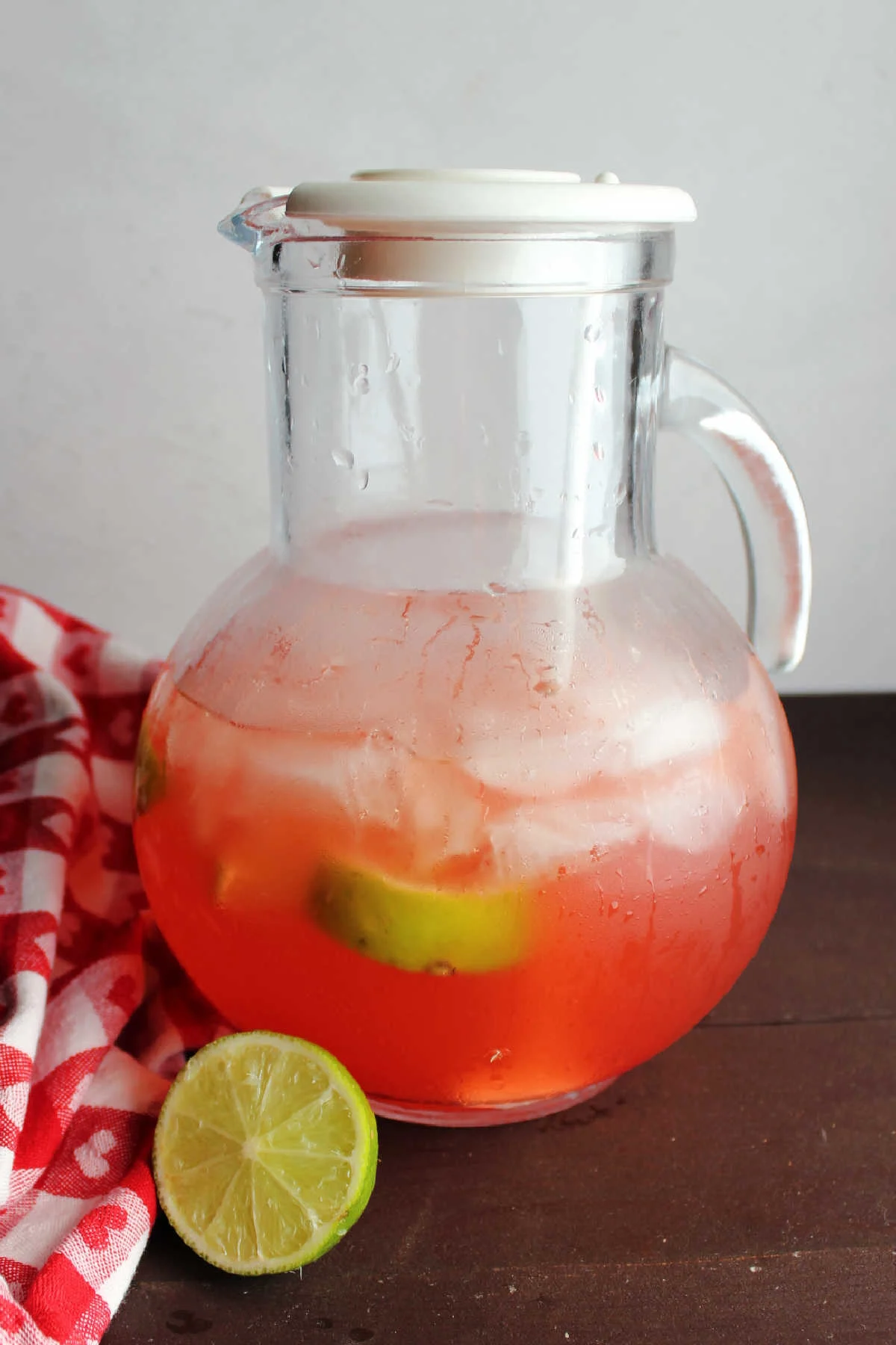 Half gallon pitcher of fresh squeezed cherry limeade.